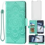 Asuwish Compatible with LG Stylo 3 Stylo3 Plus Wallet Case and Tempered Glass Screen Protector Flip Card Holder Cell Phone Cover for LGstylo3 Style 03 3+ Stylus 3Plus LS777 LGL84VL L84VL Women Green