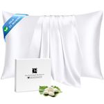 Silk Pillowcase for Hair and Skin, Ravmix Mulberry Silk Pillowcase with Hidden Zipper for Women/Girl/Men Standard 50×75cm, Pure White, 1PCS