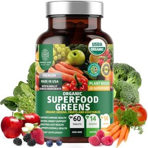 N1N Premium Organic Superfood Greens [28 Powerful Ingredients] Natural Fruit and Veggie Supplement with Alfalfa, Beet Root and Ginger to Boost Energy, Immunity and Gut Health, Made in USA, 60 Ct