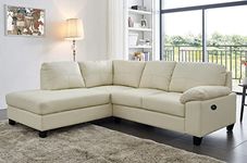 SC Furniture Ltd Cream Ivory High Grade Genuine Leather Corner Sofa RH Facing or Left Hand Facing BOSTON (Left Hand Facing) + USB