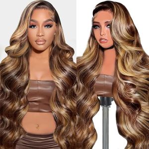 Tobeallo 32 Inch 13x6 Honey Blonde Wig Human Hair Ombre Lace Front Wig Human Hair