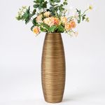 Leewadee - Gold Floor Vase for Pampas Grass, Large Flower Vase for Home Decor, 34 cm, Resin