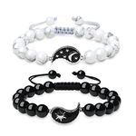 COAI Yin Yang My Sun and Stars Moon of My Life Howlite Obsidian Stone Bracelets for Couples