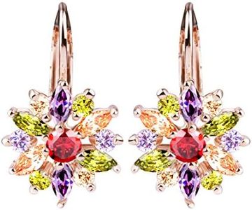 18K Rose Gold Plated Snowflake Leverback Earrings with Cubic Zirconia for Women Girls CZ Jewelry Fashion Drop Earrings