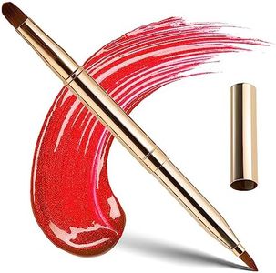 Retractable Lip Makeup Brush Portable Dual End Lipstick Brush Lipstick Gloss Makeup Brushes Concealer Brushes Lip Contours Makeup Tool (Gold)