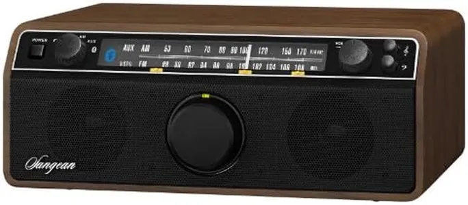 Sangean WR-12BT AM/FM/Bluetooth/AUX-in Stereo Analog Wooden Cabinet Radio, Dark Walnut