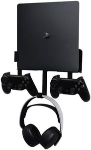 Nymus Wall Mount for PS4 Slim, PS4 Slim Wall Mount with Detachable 2 Controller Holder & Headphone Hanger, Metal Stealth Stand for Playstation 4 Slim