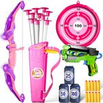 Doloowee Bow and Arrow Set Toy with LED Lights, Set Includes 1 Bow,1 Quiver, 10 Suction Cups Arrows Target, Indoor and Outdoor Game for 3 4 5 6 7 8-12 Years Old Boys Girls Toys