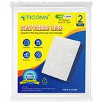 TICONN 2PK Plastic Mattress Bag for Moving Storage, Waterproof Mattress Protector Cover, Heavy-Duty Mattress Moving Supplies (1.5 mil, Full)