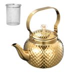 Supvox® 1.2L Stainless Steel Teapot Pot Kettle, Luxury Golden Water Kettle with Infuser, Universal Water Kettlefor Coffee and Tea Enthusiasts, Tea Kettle for Gas Stove and Induction (Golden)