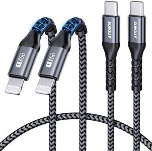 SUNGUY USB C Light-ning Cable 0.5M/1.5FT【2-Pack】 Type-C Light-ning iPhone Cable with PD Support 27W Fast Charging CarPlay Enabled Compatible with iPhone 14/13/12/XR/XS/8/7/SE etc. - Grey