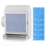 Houseluxe Indoor Dryer Vent, Stainless Steel Screen Filter, Polyester Filter and Water Drawer Syste, Dryer Vent Box with 5 Pieces Polyester Filters, Vent Hose Filter for Clothes Dryers,Grey