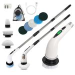 Spurno Electric Scrubbing Brush For Cleaning With 8 Replaceable Brush Heads with rod, Electric Cleaning Brush Scrubber 500 RPM, Power Spin Scrubber Shower, Floor scrubbing, Electric Spin Scrubber UK