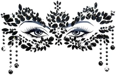 Neva Nude Prima Donna Black Masquerade Jewel Face Crystal Sticker - Face Gems for Carnivals, Halloween, Festivals, Raves, & Parties | Medical Grade Adhesive, Waterproof, & Sweatproof | Made in USA