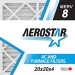 Aerostar 20x25x4 MERV 8 Pleated Air Filter, Made in Canada, 6-Pack