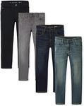 The Children's Place Boys Multipack Basic Stretch Straight Leg Jeans, Aged Indigo/Black Wash/Potter Wash/Winston Wash 4-pack, 12 US