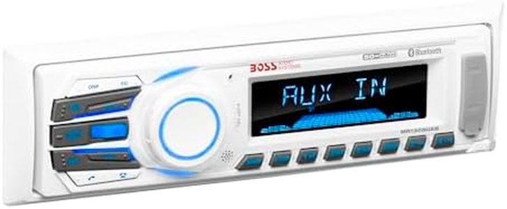 BOSS Audio Systems MR1308UAB Marine Receiver - Weatherproof, Bluetooth Audio, USB, SD, MP3, AM/FM, Aux-in, No CD Player, White, 8.50in. x 8.50in. x 4.00in.