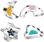 Molain Moon Star Cloud Rainbow Cookie Cutters, 4 Pcs Stainless Steel Metal Pastry Molds for Baking, Fondant Donut Cutters, Cookie Molds for Kids Breakfast Sandwich Maker
