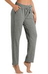 icyzone Women's Sweatpants Sport Joggers Pants Lounge Straight Leg Trousers with Pockets (M, Gray Melange)