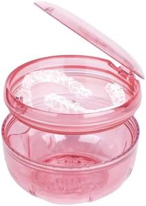 Maoerdental Retainer Cleaner Case,Double Layer No-Leak Denture Cup for Soaking Dentures, Denture Bath for Aligner,Retainers,Mouth Guard,Night Guard (Pink)