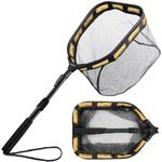 PLUSINNO Floating Fishing Net for Steelhead, Salmon, Fly, Kayak, Catfish, Bass, Trout Fishing, Rubber Coated Landing Net for Easy Catch & Release, Compact & Foldable for Easy Transportation & Storage