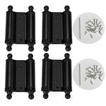 LGEGE 4Pcs 3 inch Double Action Spring Hinge Set for Cafe Swing Door Cowboy Self Closing Door Black Cold Rolled Steel Auto Close Door Hinges with Screws, Pins and Rod for Installation