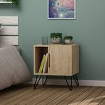 JV Home Glynn Side Table with Cabinet 3 Tier Nightstand with Storage Decorative Coffee End Table De Nuit | Small Modern Bedside Table Night Stand for Living Room Bedroom 19.8 Inch (Oak)