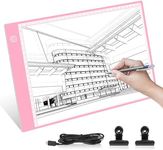 Lahrma Light Box Drawing A4 LED Lightbox for Tracing, Ultra-Thin Diamond Art Light Board Light Pad for Diamond Painting, 3 Brightness Adjustable Copy Board for Animation Sketching Design, Pink