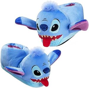 Disney Chaussons Enfant Fantaisie Pantoufle Chaude Peluche Chausson Rigolo Mixte Idée Cadeau Stitch Baby Yoda (Bleu Stitch, 28-29)