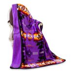 Nu Trendz Signature Southwest Design (Navajo Print) Sherpa Lined Throw 16112 Purple