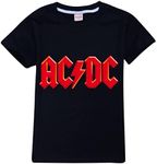 HERSE ACDC AC/DC Kids Unisex T-Shirt 100% Cotton (14, Black)