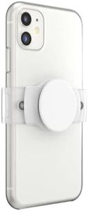 PopSockets Phone Grip Slide for Phones and Cases, Sliding Phone Grip with Expanding Kickstand, Square Edges - White