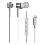 Audio-Technica ATH-CKD3Li WH Earphones with Mic Lightning Cable, 3.8 ft (1.2 m) In-Ear Type, White, Small