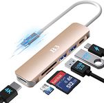 USB C Hub Adapter, 6 in 1 USB-C Dongle Multiport Docking Station with 4K HDMI, 55W PD, USB 3.0/USB 2.0 Port, SD/TF Card Slot, Type-C Digital AV Dock Converter for MacBook Pro Air M1- Rose Gold