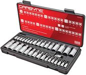 CARBYNE Master Hex (Allen) Bit Socket Set, 33 Pieces | SAE & Metric. Includes Metric 2mm - 19mm, SAE 5/64" to 3/4". S2 Steel Bits, Cr-V Sockets, Durable Case | 1/4'', 3/8'' & 1/2'' Drive