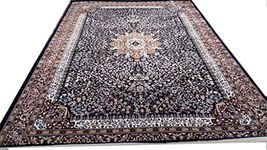 Zora Carpet Beautiful Home Decore Kashmiri Persian Silk, Carpet for Living Room, Drawing Room & Anywhere in Your Home Size (8 X 11 Feet Navy Blue Red