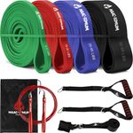 MAAC-XIMUM Resistance Bands set 4 Levels and JUMP ROPE, Pull Up Bands Set with Anchor, Handles, JUMP ROPE, Bag and Training Instruction, Workout Bands for Men Women