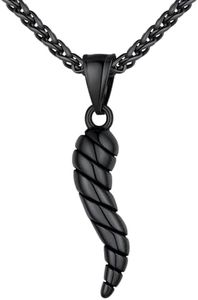U7 Chili Collana Pendente Ciondolo di Corno Italiano, 55+5 cm Regolabile Collana Donna Uomo in Acciaio Inossidabile, Nero Fortuna Amuleto Ciondoli per Collane Compleanno Natale Regalo per Lei Lui