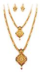 AFJ GOLD Copper Gold Plated and Ruby Necklace for Women & Girls (Yellow)