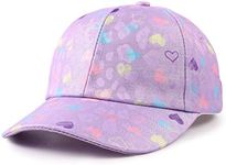 Girls Baseball Cap Kids Cute Sun Hat Adjustable Trucker Hats Toddler Rainbow Floral Ponytail Caps Spring Summer, Purpleheart, 4-8 Years