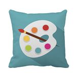 Awowee Throw Pillow Cover Blue Artist Palette Paint Brush Flat of for Gray 16x16 Inches Pillowcase Home Decorative Square Pillow Case Cushion Cover