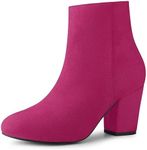 Allegra K Women's Side Zip Chunky Heel Ankle Boots Hot Pink Ankle Boots 10 M US