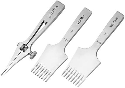 WUTA Leather Chisel All-Polished Pricking Iron Adjustable 2-6mm French Style Leather Chisel Sharp Leather Punching Tool Set (Obverse Adjustable 2 Teeth+3.38mm 8 teeth+3.85mm 8 teeth)