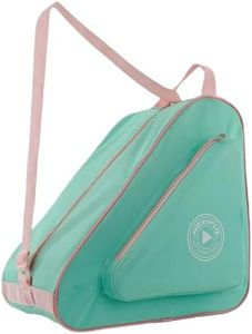 HEXIFUL Skate Bag to Carry Ice Skates, Inline Skates, Roller Skates and Quad Skates for Both Kids and Adults (Mint/Pink)