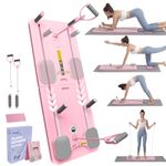 Poetish 2025 Portable Pilates Reformer Machine for Home Gym - Auto-Rebound Pilates Board with Abdominal Core Trainer & Full Body Workout | Professional Pilates Equipment for Men & Women, Pink