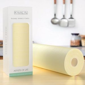 KitchLife Reusable Bamboo Paper Towels - 1 Roll = 4 Months Supply, Zero Waste Paper Roll, Sustainable Gift, Eco Friendly and Biodegradable, 1-Yellow-CA