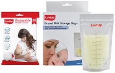 Luvlap Baby Breast Milk Storage Bags (Pack of 50), Bpa Free Disposable Milk Freezer Bags for Breast Feeding, Transparent & Ultra Thin Honeycomb Nursing Breast Pads, 48Pcs, Disposable