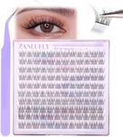 Self Adhesive Cluster Lashes Natural No Glue Individual Lashes Wispy Self Adhesive Eyelash Clusters with Clear Self Adhesive Strips DIY Eyelash Extensions(10-12MM)