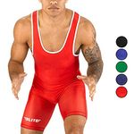 Elite Sports Men’s wrestling singlets, Standard Singlet for Men Wrestling Uniform (Red, Large)