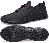 DOUSSPRT Men's Water Shoes Quick Drying Sports Aqua Shoes, Dark Allblack, 16